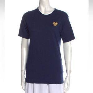 PLAY Comme des garcons Women’s T Shirt Size MEDIUM Navy Blue w/ Gold Heart M MED